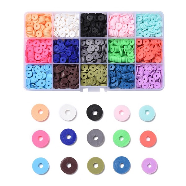 

PandaHall 150G 15 Colors Handmade Polymer Clay Beads, Heishi Beads, for DIY Jewelry Crafts Supplies, Disc/Flat Round, Mixed Color, 8x1mm..., Multicolor