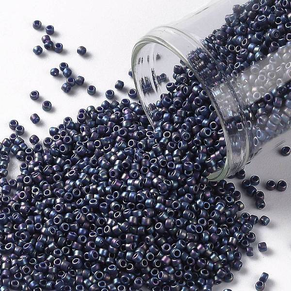 

PandaHall TOHO Round Seed Beads, Japanese Seed Beads, (2637F) Semi Glazed Rainbow Navy Blue, 15/0, 1.5mm, Hole: 0.7mm, about 3000pcs/bottle...
