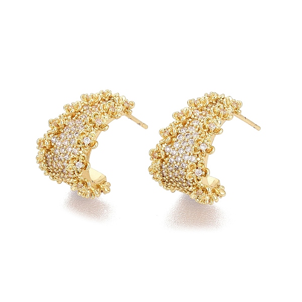 Boucles d'oreilles en laiton avec micro pavé de zircone cubique transparente pour femmes