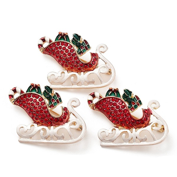 

PandaHall Christmas Sleigh Enamel Pin with Rhinestone, Alloy Brooch for Backpack Clothes, Red, 29x39mm Alloy+Enamel Car Red