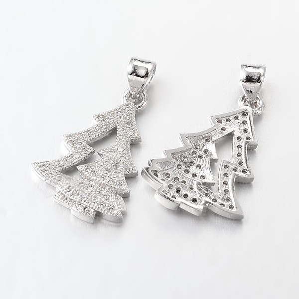 

PandaHall Brass Micro Pave Cubic Zirconia Pendants, Christmas Tree, Lead Free & Nickel Free, Platinum, 20x14x3mm, Hole: 4x3mm Brass+Cubic...