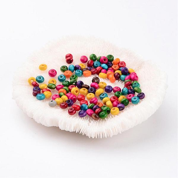 

PandaHall Lead Free Rondelle Natural Wood Beads, Dyed, 4mm, hole: about 1.2mm Wood Rondelle Multicolor