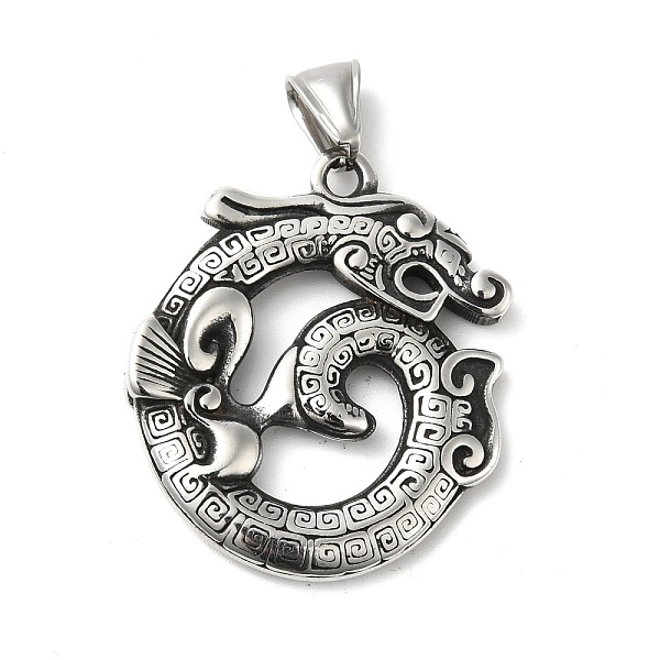 

PandaHall 304 Stainless Steel Manual Polishing Pendants, Dragon Charms, Antique Silver, 38x33x3.5mm, Hole: 4.5x8.5mm 304 Stainless Steel...