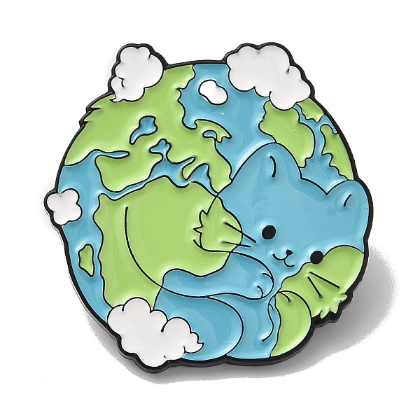 

PandaHall Electrophoresis Black Zinc Alloy Brooch, Enamel Pin for Backpack Clothes, Baking Paint, Cat Planet, Sky Blue, 26x30x2mm...