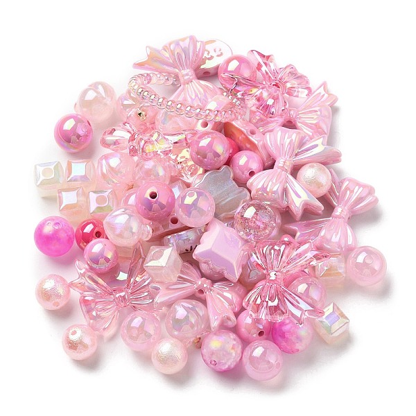 

PandaHall Acrylic Beads, Mixed Shapes, Pink, 8~51x8~51x6~27.5mm, Hole: 1.8~3.8mm, about 163pcs/380.2g, 380.2g/bag Acrylic Mixed Shapes Pink