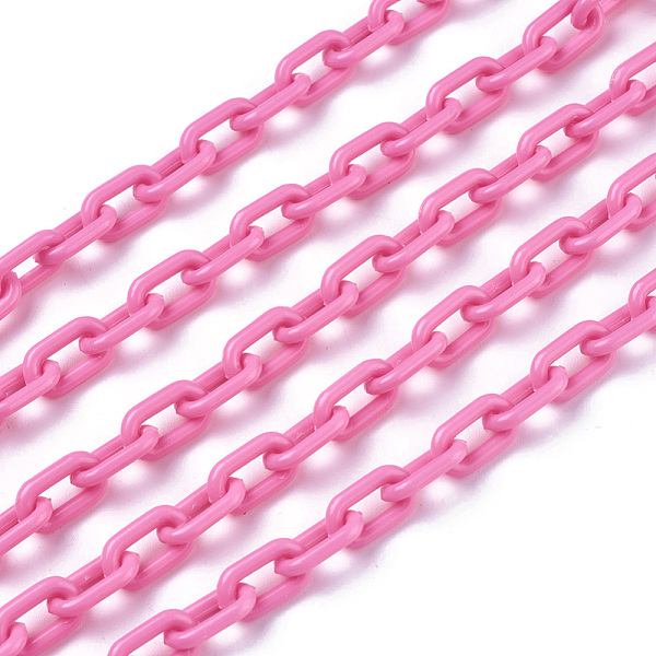 

PandaHall ABS Plastic Cable Chains, Oval, Hot Pink, 13.5~14x8x2mm, 14.9 inch~15.35 inch(38~39cm)/strand Plastic Pink