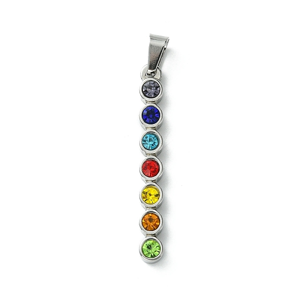 

PandaHall 304 Stainless Steel Pendants, with Rhinestone, Chakra Flat Round, Stainless Steel Color, 40x5x4mm, Hole: 7.5x3mm Stainless...