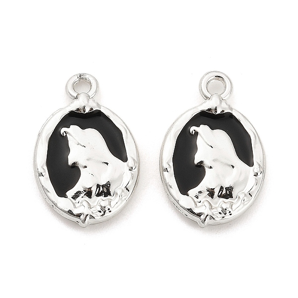 Rack Plating Alloy Black Enamel Pendants