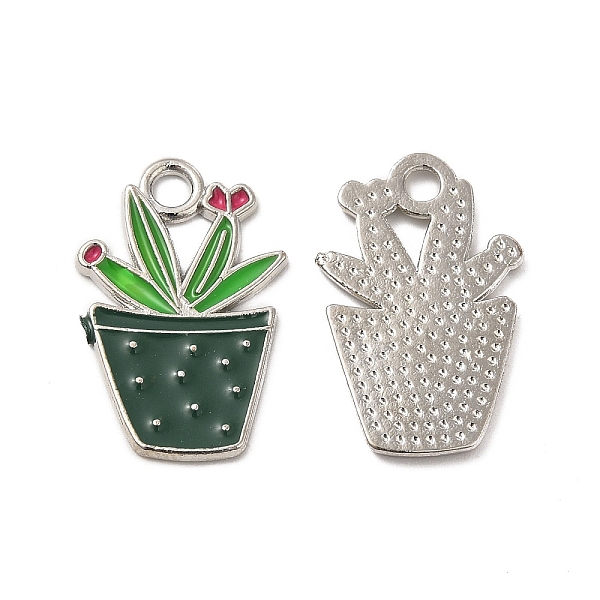 

PandaHall Alloy Enamel Pendants, Potted Plant Charm, Platinum, Dark Slate Gray, 22x14.5x1.5mm, Hole: 2.5mm Alloy+Enamel Others