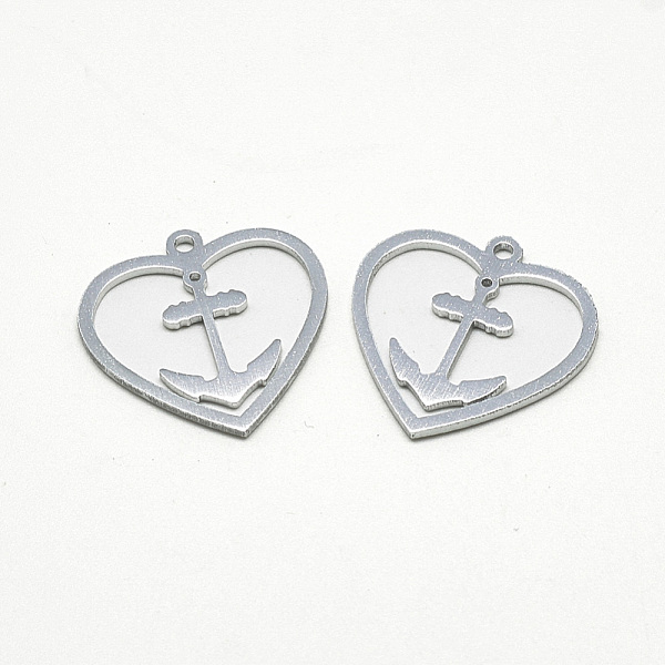 

PandaHall Aluminum Pendants, Heart with Anchor, Dark Gray, 27.5x27.5x1.5mm, Hole: 2mm Aluminum Heart Gray