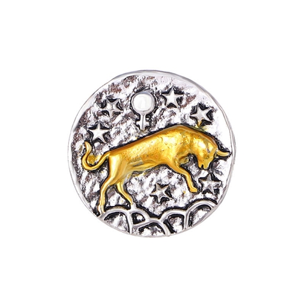 

PandaHall Constellation Alloy Pins, Round Brooch, Zodiac Sign Badge for Clothes Backpack, Taurus, 18mm Alloy Taurus