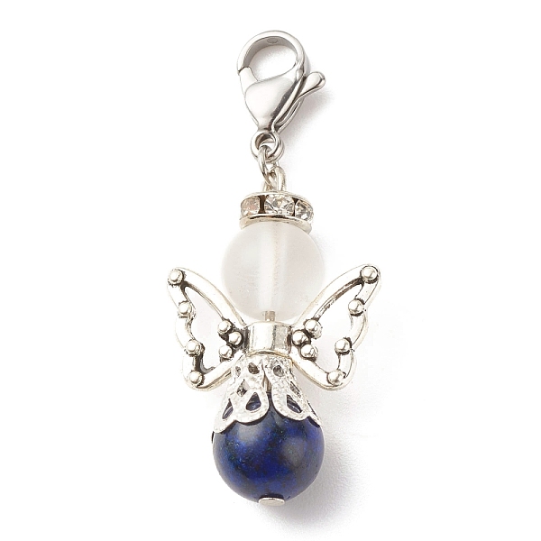 

PandaHall Natural Lapis Lazuli Pendant Decorations, with Alloy Findings & 304 Stainless Steel Lobster Claw Clasps, Angel & Fairy, 40mm Lapis...