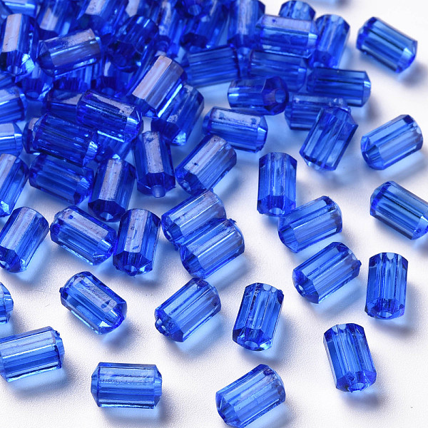 

PandaHall Transparent Acrylic Beads, Faceted, Polygon, Blue, 9x5mm, Hole: 1.8mm, about 3496pcs/500g Acrylic Polygon Blue
