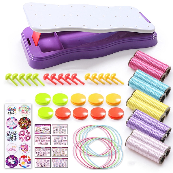 

PandaHall Knitting Bracelet Tool Kits, DIY Craft Tools, including Instruction Sheet, Cord, Sticker, Button, Pin, Weaving Loom, Purple...