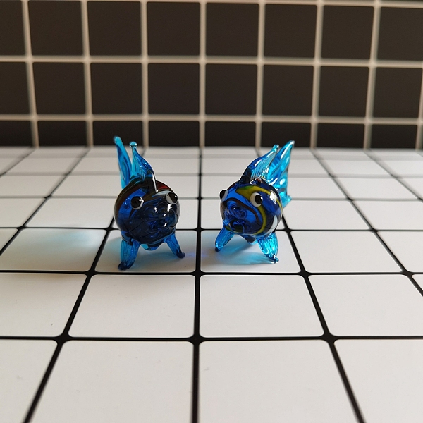

PandaHall Miniature Fish Figurine Display Decorations, for Home Decoration, Deep Sky Blue, 50mm Lampwork Fish