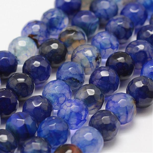 

PandaHall Faceted Natural Dragon Veins Agate Beads Strands, Round, Dyed & Heated, Blue, 8mm, Hole: 1mm, about 47pcs/strand, 14 inch(35.6cm)...