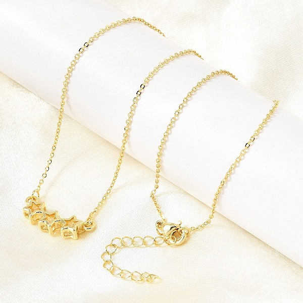 Brass Glass Triple Star Pendant Necklaces