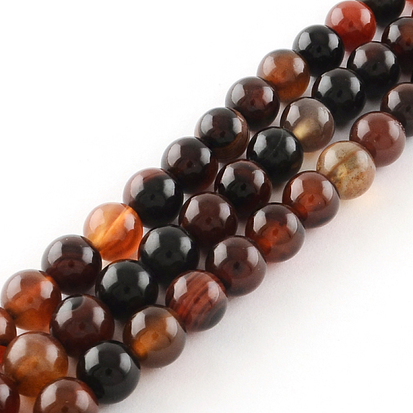 

PandaHall Dyed Natural Striped Agate/Banded Agate Round Bead Strands, Chocolate, 4mm, Hole: 1mm, about 95pcs/strand, 15.7 inch Banded Agate..., Brown