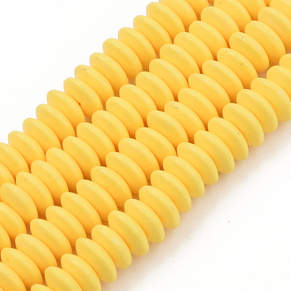 

PandaHall Handmade Polymer Clay Beads Strands, Flat Round, Gold, 8.5~9x3.5mm, Hole: 1.6mm, about 112pcs/strand, 15.75 inch~16.14 inch...
