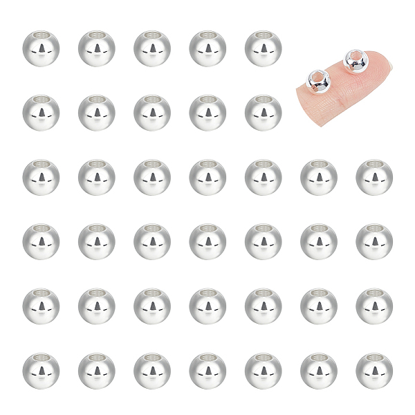 

PandaHall Unicraftale 50Pcs 201 Stainless Steel Beads, Round, Silver, 8x6.5mm, Hole: 3mm 201 Stainless Steel Round
