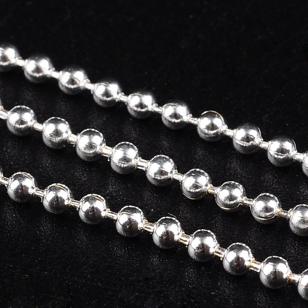 

PandaHall Iron Ball Bead Chains, Soldered, Silver Color Plated, with Spool, Bead: about 1.5mm in diameter, about 328.08 Feet(100m)/roll Iron