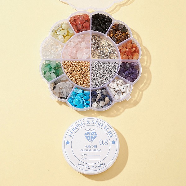 

PandaHall DIY Gemstone Chips Earring Making Kit, Including Brass Earring Hooks, Glass Seed Beads, Natural & Synthetic Mixed Gemstone Chip..., Multicolor