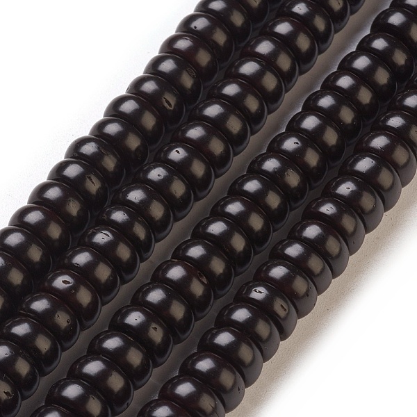

PandaHall Coconut Shell Beads Strands, Dyed, Rondelle, Black, 8x4mm, Hole: 0.5~1mm, about 113pcs/strand, 17.7 inch~17.9 inch(45~45.5cm)...