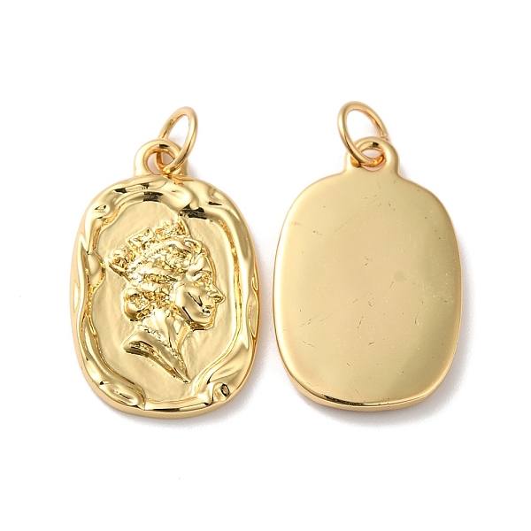 

PandaHall Rack Plating Brass Pendants, with Jump Ring, Lead Free & Cadmium Free, Rectangle with Flower Charm, Real 18K Gold Plated...