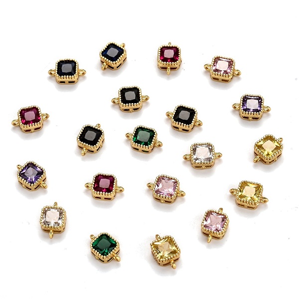 

PandaHall Real 18K Gold Plated Brass Micro Pave Cubic Zirconia Links Connectors, Long-Lasting Plated, Square, Mixed Color, 11.5x7x4mm, Hole..., Multicolor