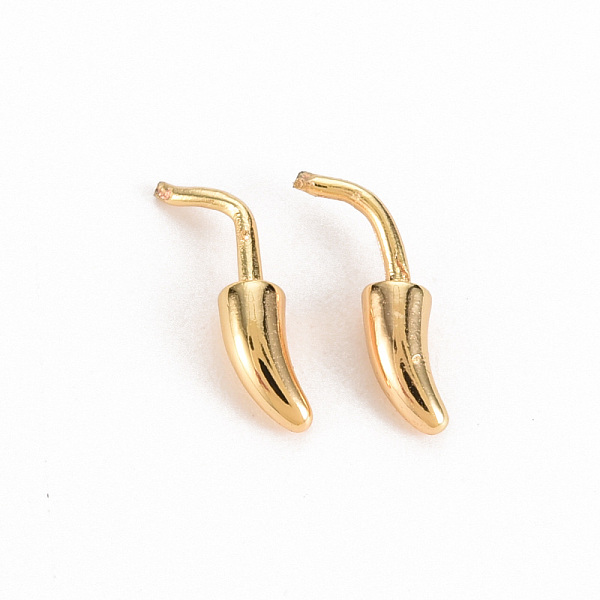 

PandaHall Brass Peg Bails, for Half Drilled Beads, Nickel Free, Pepper, Real 18K Gold Plated, 12.5x4.5mm, Pin: 0.8mm Brass