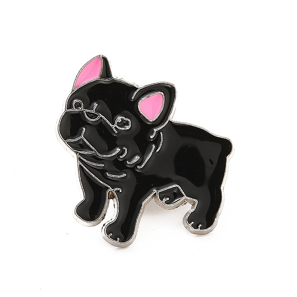 

PandaHall Dog Enamel Pin with Brass Butterfly Clutches, Alloy Badge for Backpack Clothing, Bulldog Pattern, 23x24.5x10mm, Pin: 1.1mm..., Black