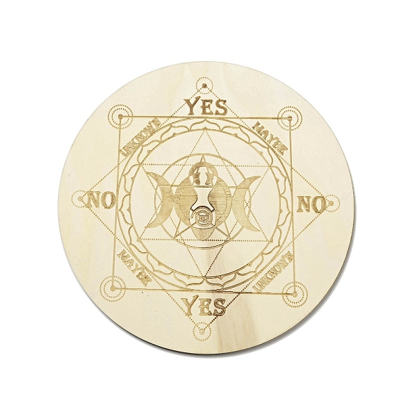 

PandaHall Custom Poplar Wood Pendulum Board, Wooden Dowsing Divination Board, for Witchcraft Wiccan Altar Supplies, Flat Round, Light Yellow...
