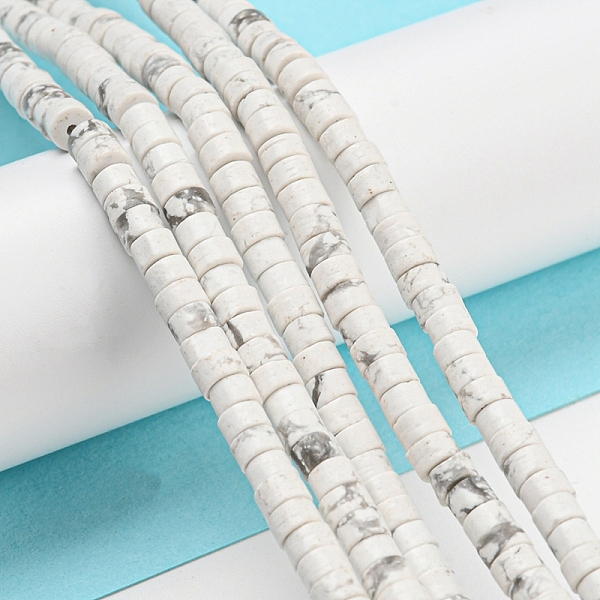 

PandaHall Natural Howlite Beads Strands, Disc, Heishi Beads, 6~6.5x3~3.5mm, Hole: 1.2mm, about 111~112pcs/strand, 14.45''~14.57"(36.7~37cm)..., White