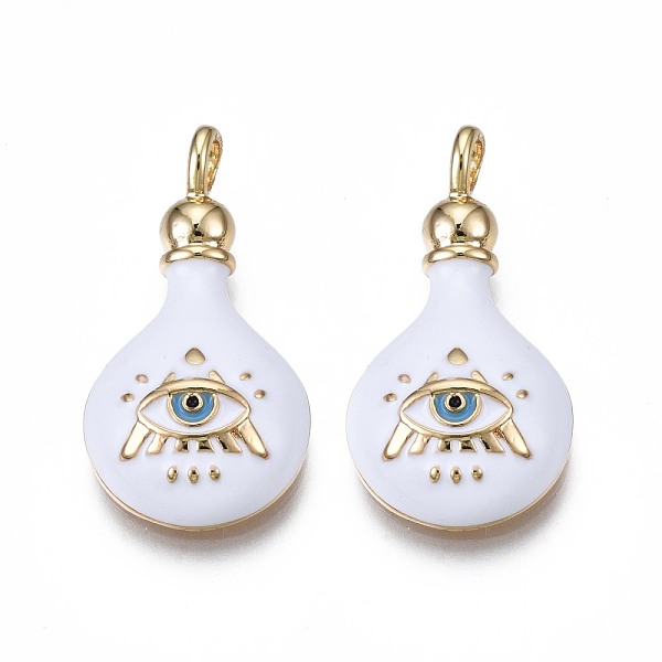 

PandaHall Brass Enamel Pendants, Nickel Free, Real 18K Gold Plated, Bottle, White, 25x13x5mm, Hole: 2.5x3.5mm Brass+Cubic Zirconia+Enamel...