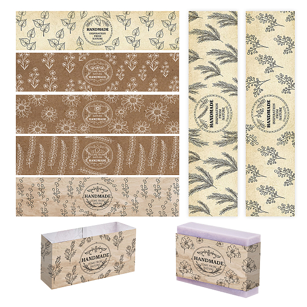 

PandaHall PH 90pcs Handmade Labels for Soap, 9 Style Plant Soap Paper Wrapper Tags Sleeves Covers Tape Band Label for Handmade Soap Lotion...