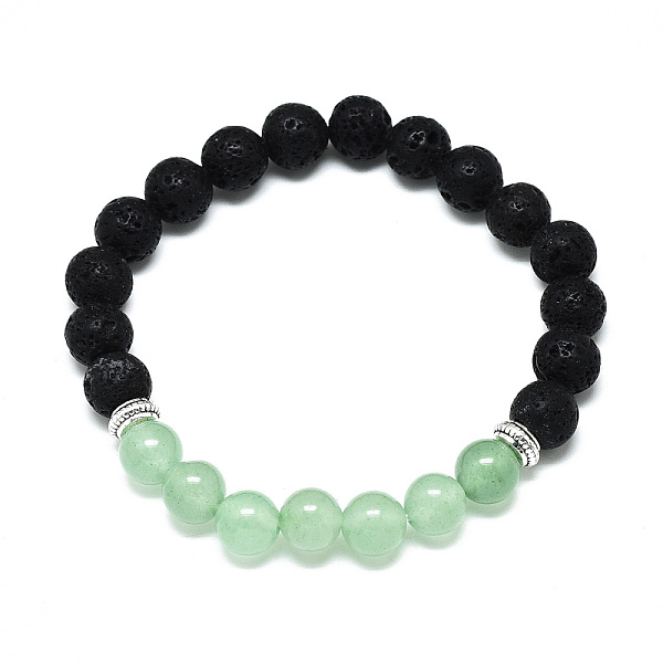 

PandaHall Natural Green Aventurine Beads Stretch Bracelets, with Synthetic Lava Rock Beads and Alloy Beads, Round, Inner Diameter: 2-1/8...