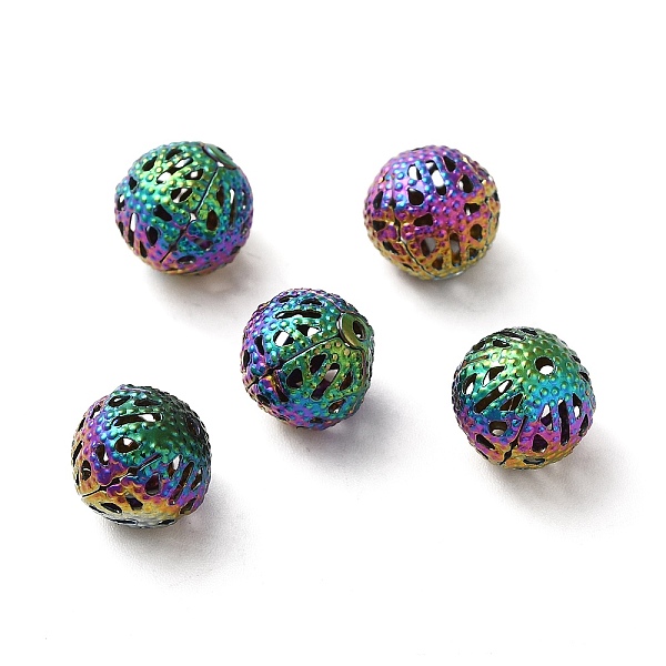 

PandaHall Ion Plating(IP) 304 Stainless Steel Beads, Hollow, Round, Rainbow Color, 10mm, Hole: 1mm 304 Stainless Steel Round