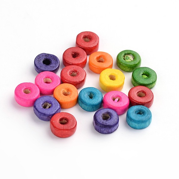 

PandaHall Natural Maple Wood Beads, Lead Free, Flat Round, Dyed, Mixed Color, 6x3mm, Hole: 2mm, about 14772pcs/1000g Maple Wood Flat Round..., Multicolor