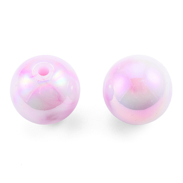

PandaHall Two Tone Opaque Acrylic Beads, AB Color Plated, Round, Pearl Pink, 15.5x15mm, Hole: 3mm, about 223pcs/500g Acrylic Round