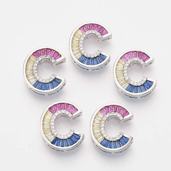 

PandaHall Brass Cubic Zirconia Slide Charms, Real Platinum Plated, Colorful, Letter, Letter.C, 18x15x5mm, Hole: 1.5x3mm and 1.5x7mm...
