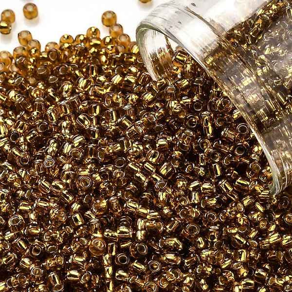 

PandaHall TOHO Round Seed Beads, Japanese Seed Beads, (22C) Silver Lined Topaz, 11/0, 2.2mm, Hole: 0.8mm, about 1103pcs/10g Glass Brown