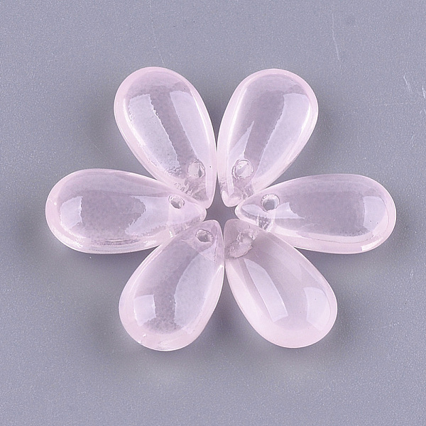 

PandaHall Transparent Spray Painted Glass Charms, teardrop, Pink, 13.5~14x7.5x5mm, Hole: 1mm Glass Teardrop Pink
