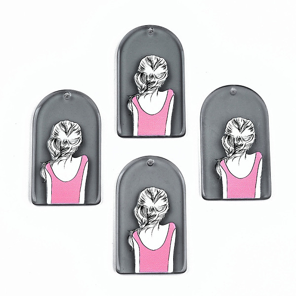 

PandaHall Transparent Acrylic Pendants, 3D Printed, Half Oval with Woman Pattern, Light Grey, 43x24x3.5mm, Hole: 1.8mm Acrylic Others