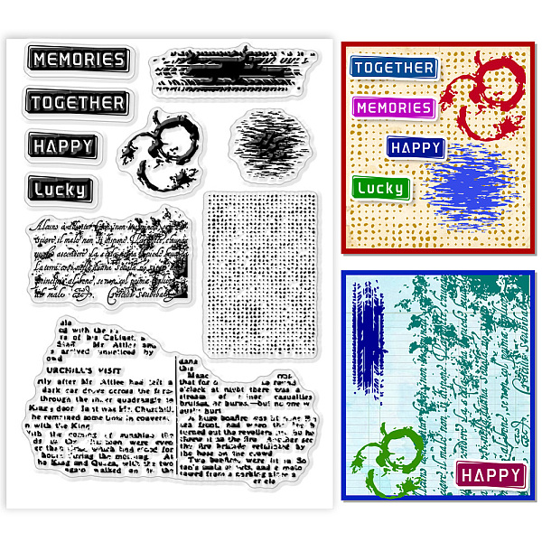 

PandaHall PH Vintage Texture Clear Stamps, Text Shading Rubber Stamps Backdrop English Silicone Stamp Transparent Stamps for Card Making...