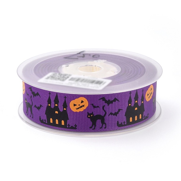 

PandaHall Polyester Grosgrain Ribbon, Single Face Printed, for Halloween Gift Wrapping, Party Decoration, Halloween Themed Pattern, Purple...