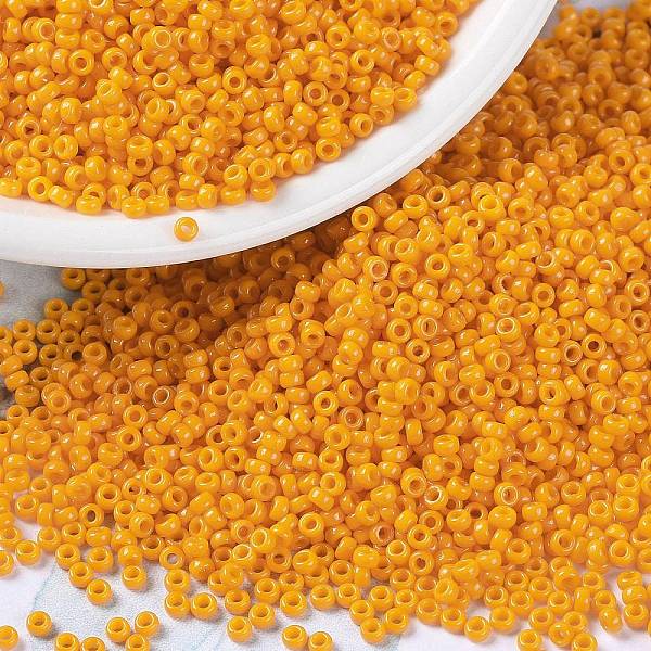 

PandaHall MIYUKI Round Rocailles Beads, Japanese Seed Beads, 15/0, (RR4453) Duracoat Dyed Opaque Light Squash, 1.5mm, Hole: 0.7mm, about..., Orange