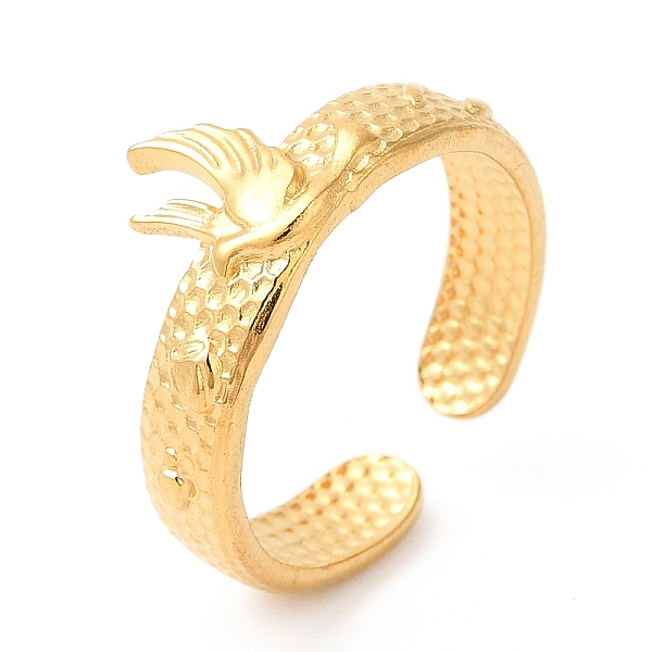 

PandaHall Ion Plating(IP) 201 Stainless Steel Open Cuff Ring, Bird Finger Ring for Women, Honeycomb Texture, Real 18K Gold Plated, US Size 6...