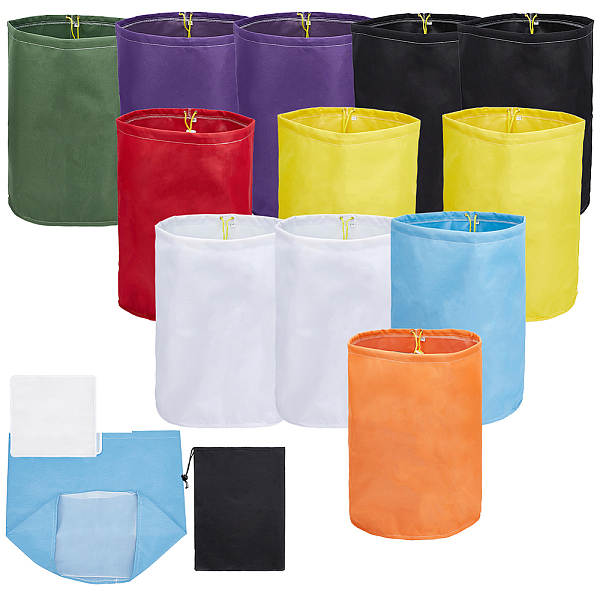 12Pcs 8 Colors Oxford Cloth and Nylon Filter Drawstring Bags