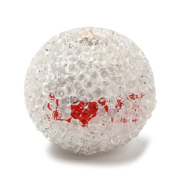 

PandaHall Spray Painted Wood European Beads with Rhinestone, Large Hole Beads, Round, White, 18x16.5mm, Hole: 4.1mm Wood Round White