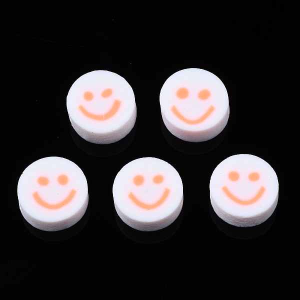 

PandaHall Handmade Polymer Clay Beads, for DIY Jewelry Crafts Supplies, Flat Round with Smiling Face, Light Salmon, 10x4~4.5mm, Hole: 1.8mm...